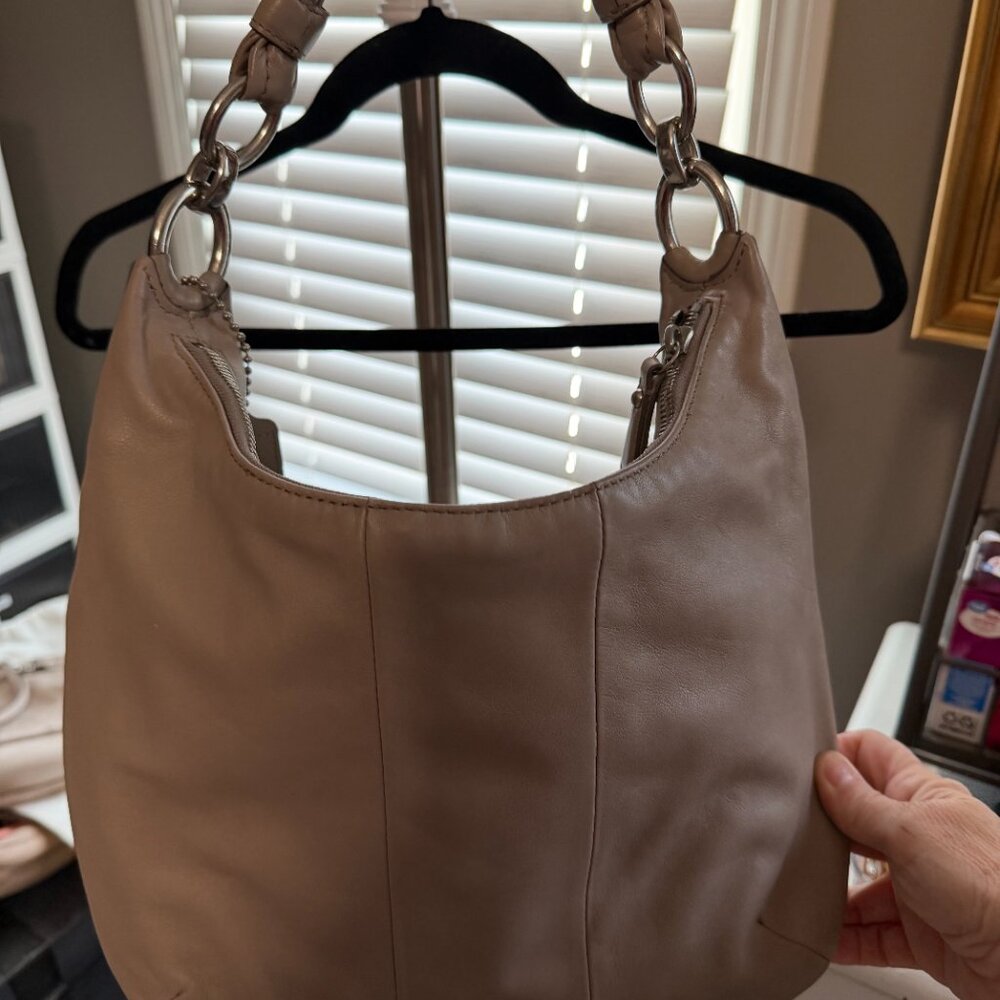 Coach Kristen Taupe Grey Leather Hobo Bag - Picture 2 of 15